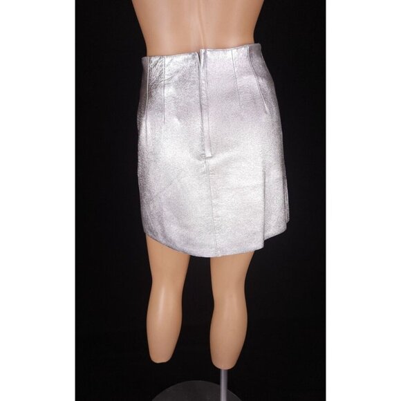 Corbo Boutique Silver Vegan Leather Mini Skirt Bespoke Size XS - Picture 5 of 6